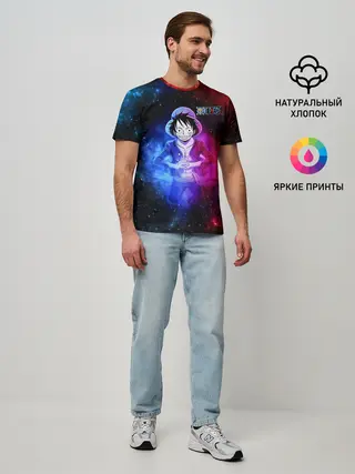 Мужская базовая футболка / Космический Луффи One Piece