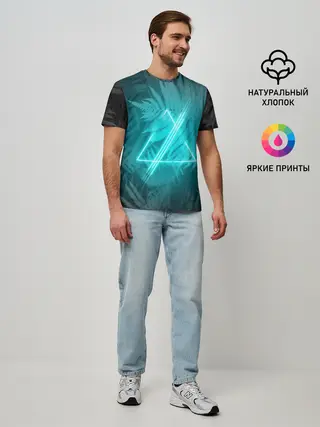 Мужская базовая футболка / Neon light blue
