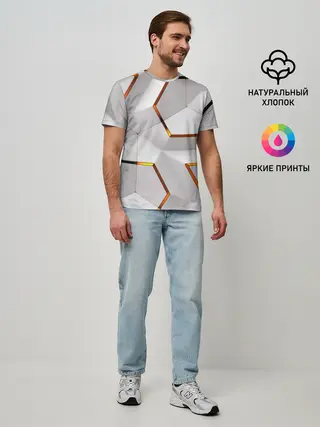 Мужская базовая футболка / 3D абстракция Iron