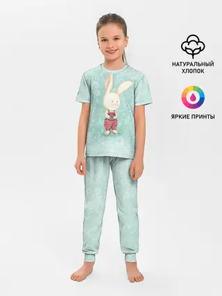Детская пижама с брюками / Зайчик с подарком