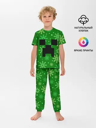 Детская пижама с брюками / ЗИМНИЙ MINECRAFT