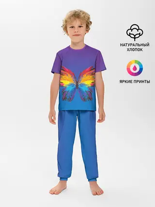 Детская пижама с брюками / красочная бабочка