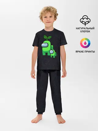 Детская пижама с брюками / Among us Lime+ kid lime
