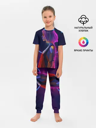 Детская пижама с брюками / Девушка в неоне