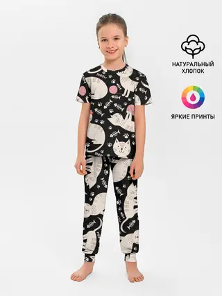 Детская пижама с брюками / Милые кошечки