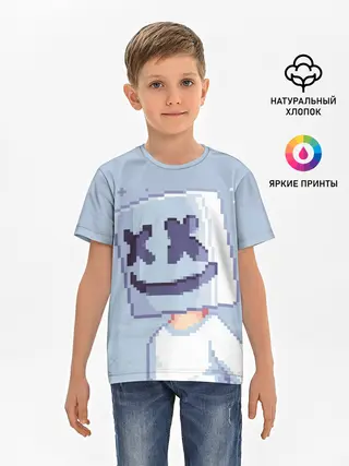 Детская базовая футболка / Marshmello Pixel