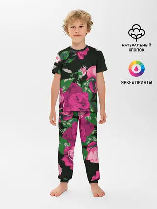 Детская пижама с брюками / Розы