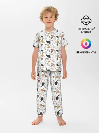 Детская пижама с брюками / Коты