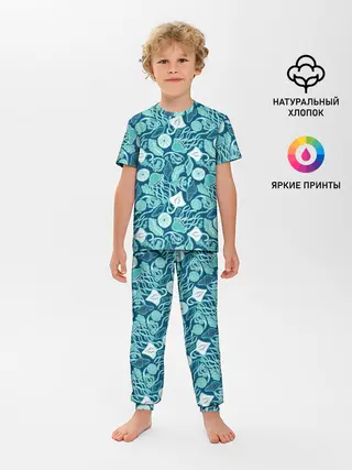 Детская пижама с брюками / Скаты и медузы