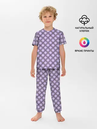 Детская пижама с брюками / Костюм в клетку