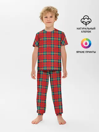 Детская пижама с брюками / Клетка красная