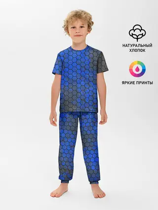 Детская пижама с брюками / Синие Соты