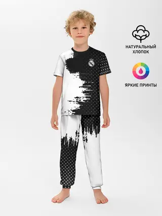 Детская пижама с брюками / Real Madrid uniform black 2018