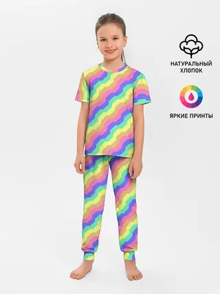 Детская пижама с брюками / Радужные волны