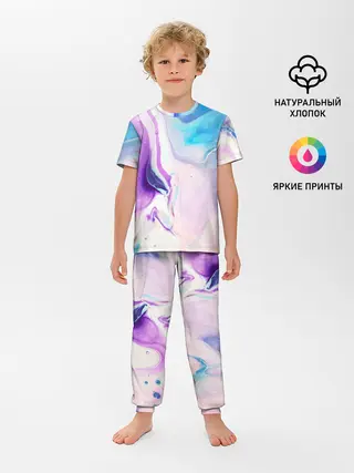 Детская пижама с брюками / Акварельные разводы