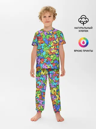 Детская пижама с брюками / Разноцветные бабочки