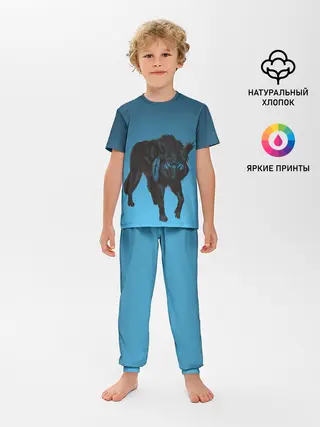 Детская пижама с брюками / черный дух волка