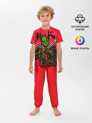 Детская пижама с брюками / зеленый Кайман