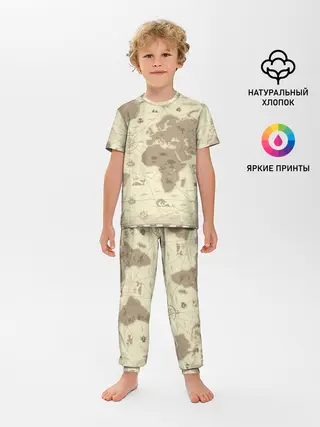Детская пижама с брюками / Карта мира