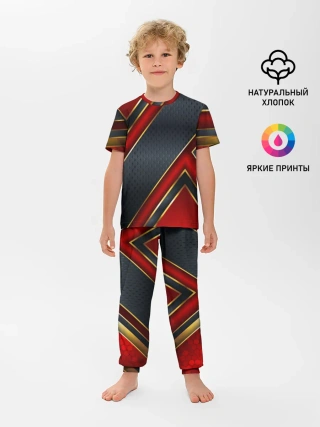 Детская пижама с брюками / Black & Red 3D