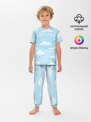 Детская пижама с брюками / Зимние облака