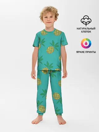 Детская пижама с брюками / Ананасы