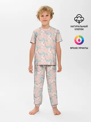 Детская пижама с брюками / Единороги из паттерна