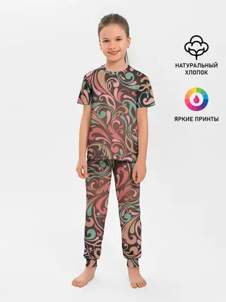 Детская пижама с брюками / Узор хохломы