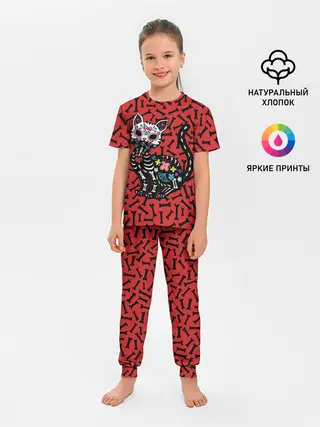 Детская пижама с брюками / Мексиканская Сахарная Кошка