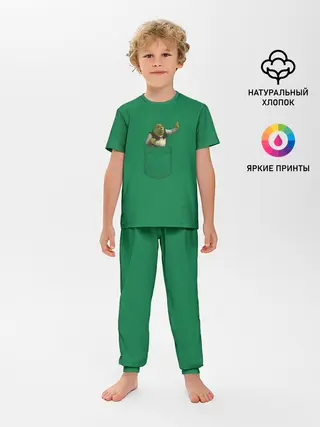 Детская пижама с брюками / Машущий из кармана Шрек