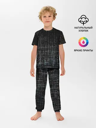 Детская пижама с брюками / Глитч помехи ошибка текстура