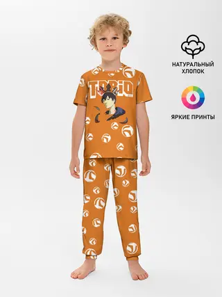 Детская пижама с брюками / Тобио Кагеяма корона Haikyuu!!