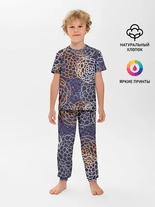 Детская пижама с брюками / текстура японские узоры