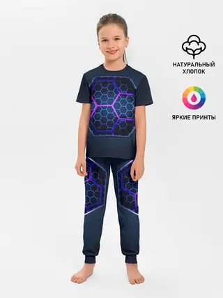 Детская пижама с брюками / Цветные соты 3D