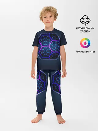 Детская пижама с брюками / Цветные соты 3D