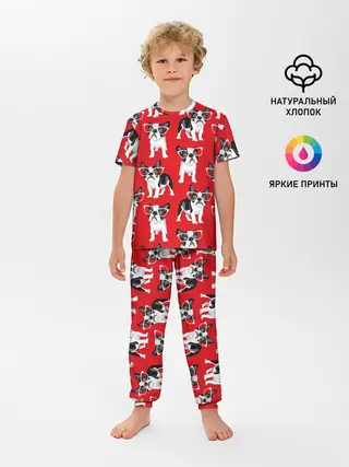 Детская пижама с брюками / Французские бульдоги
