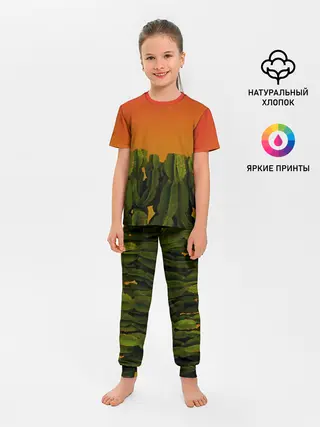 Детская пижама с брюками / Кактусы на закате