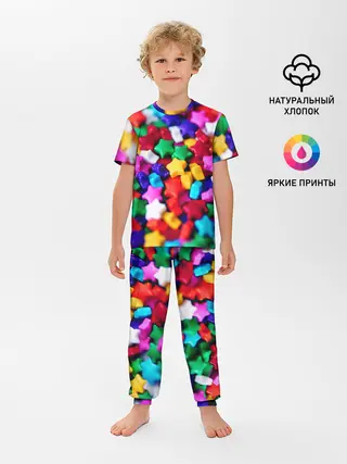 Детская пижама с брюками / Разноцветные звездочки звезды