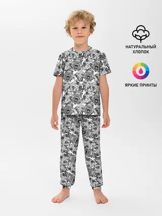 Детская пижама с брюками / Злые Гориллы - Паттерн