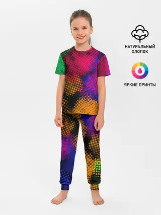 Детская пижама с брюками / Цветные Разводы