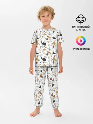 Детская пижама с брюками / Котики.