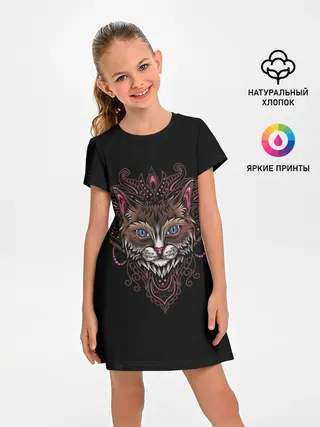 Детское платье / Кошка с узорами