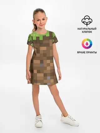 Детское платье / Minecraft камуфляж