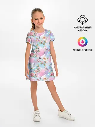 Детское платье / Узор с журавлями