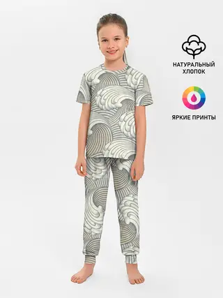 Детская пижама с брюками / Арт волны