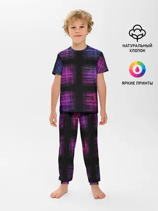 Детская пижама с брюками / Неоновая абстракция
