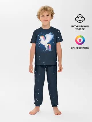 Детская пижама с брюками / Милый пегас единорог с радужной гривой