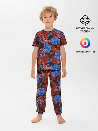 Детская пижама с брюками / Неоновые Тропики