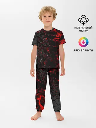 Детская пижама с брюками / 3Д Разлом | 3D Плиты и огонь