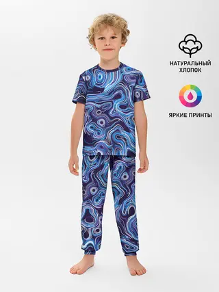 Детская пижама с брюками / Синие линии